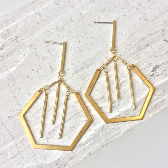 JPeace Designs Jewelry - Angled Gold hoop w/ fringe — Post Earrings